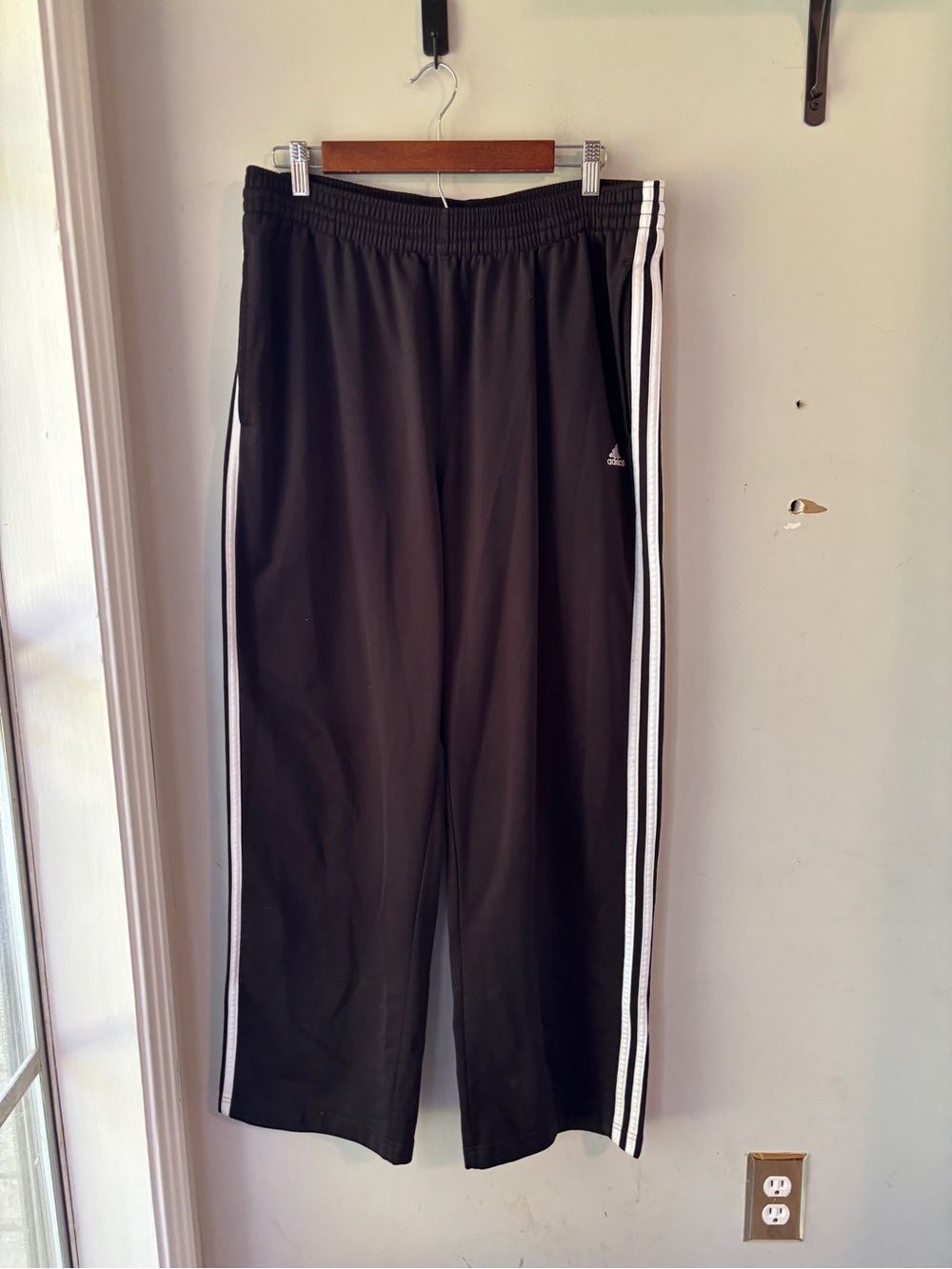 Adidas Track Pants Black White Stripes Mens Large Womens XL